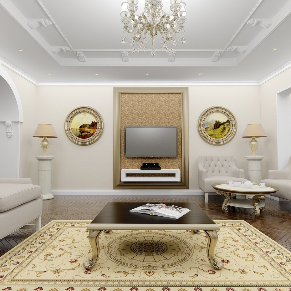 Living room in classic style Living room in classic style in 3d max vray image