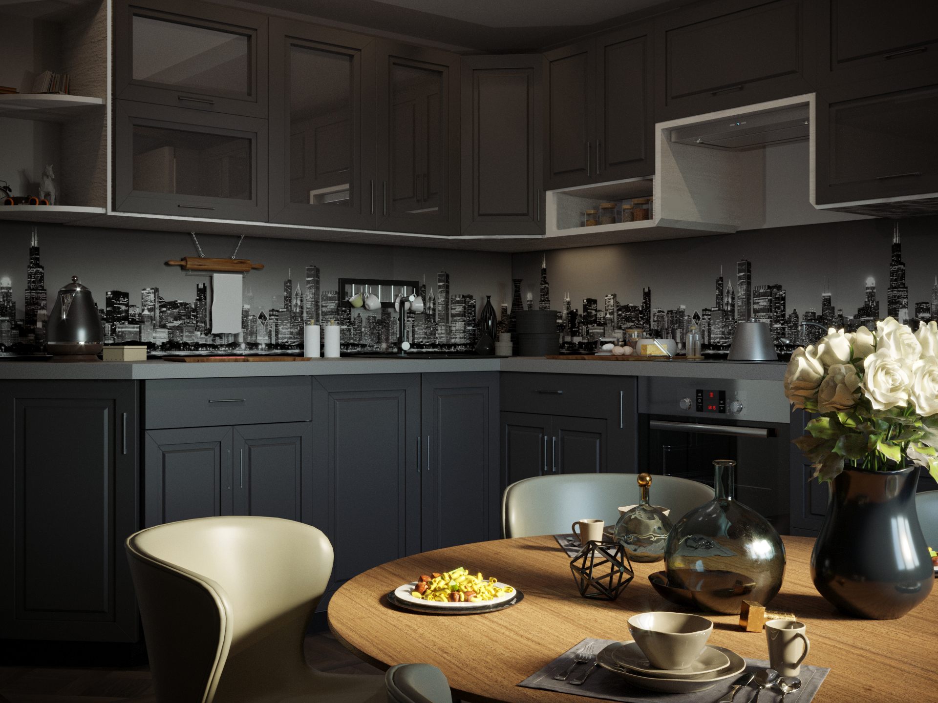 Kitchen в 3d max corona render изображение