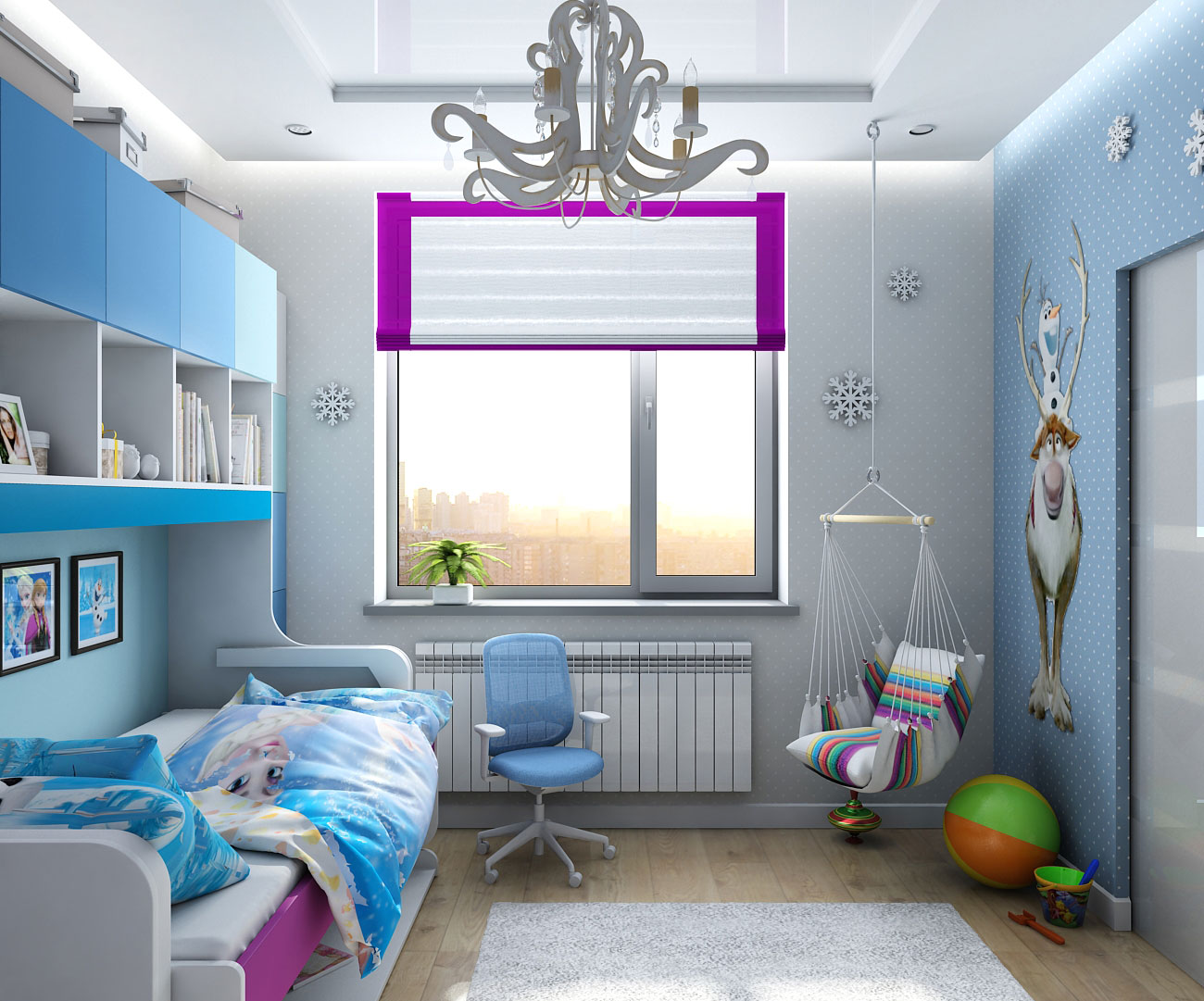 Дизайн интерьера детской в стиле "Frozen" в Чернигове в 3d max vray 1.5 изображение