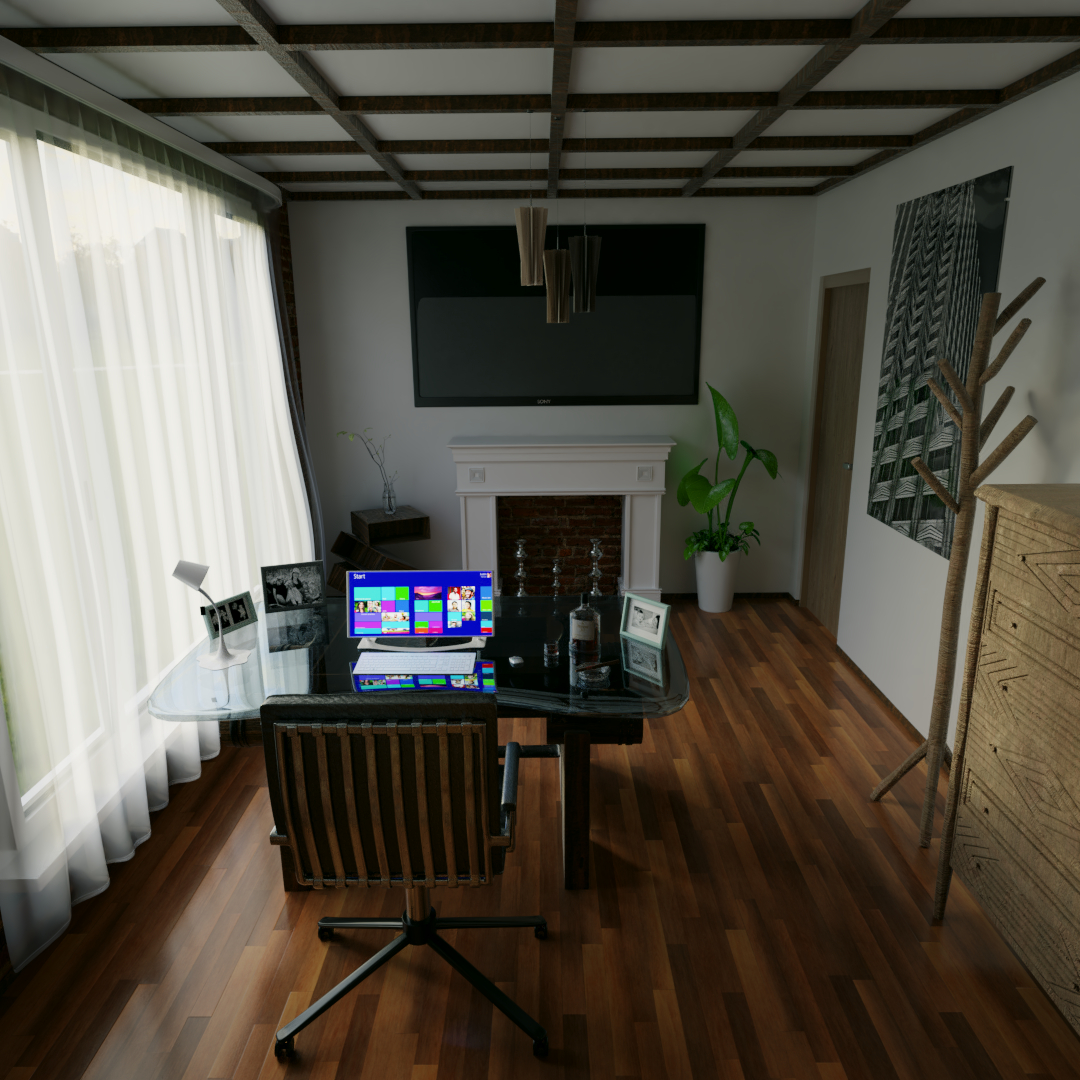 Study room in Blender cycles render image