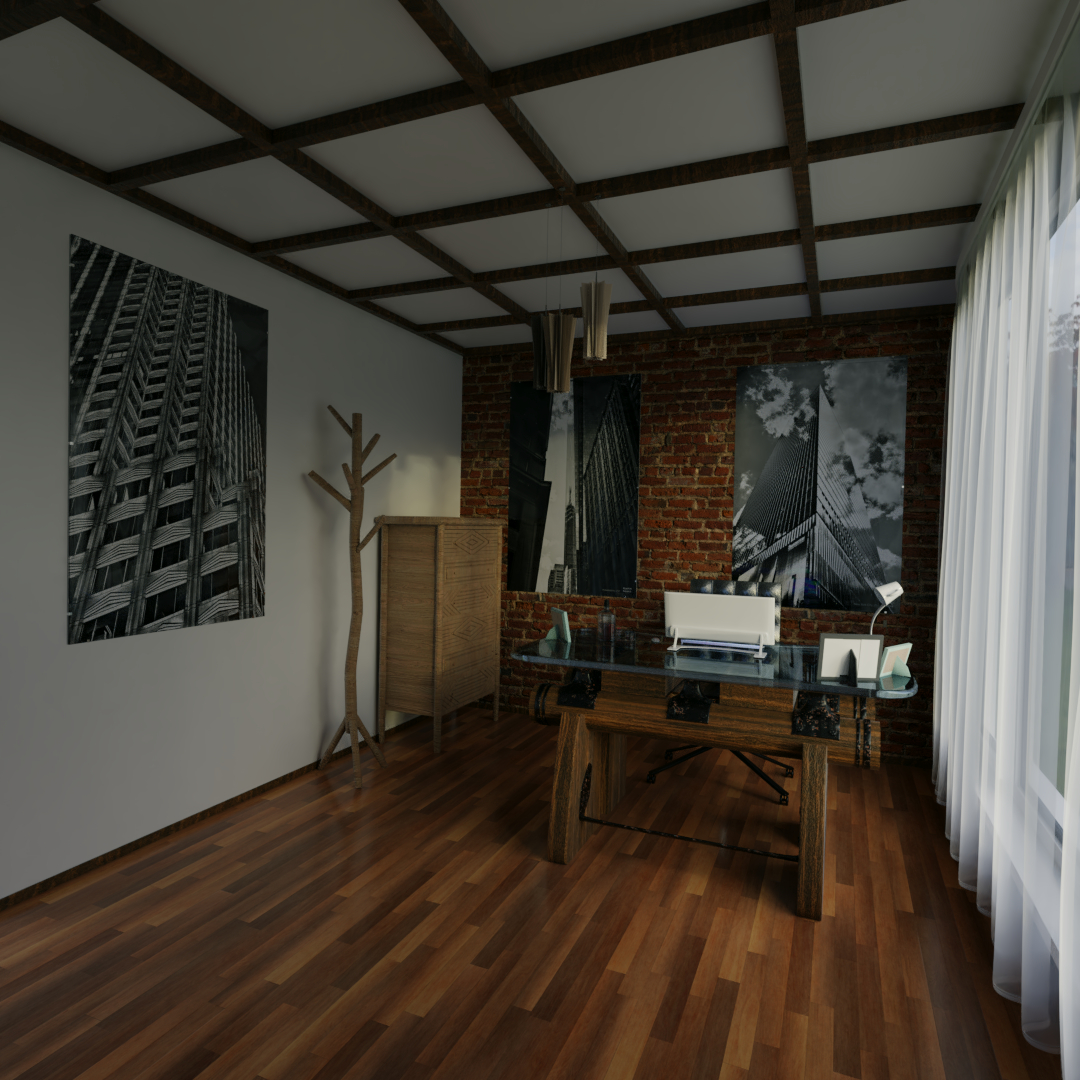 Study room in Blender cycles render image