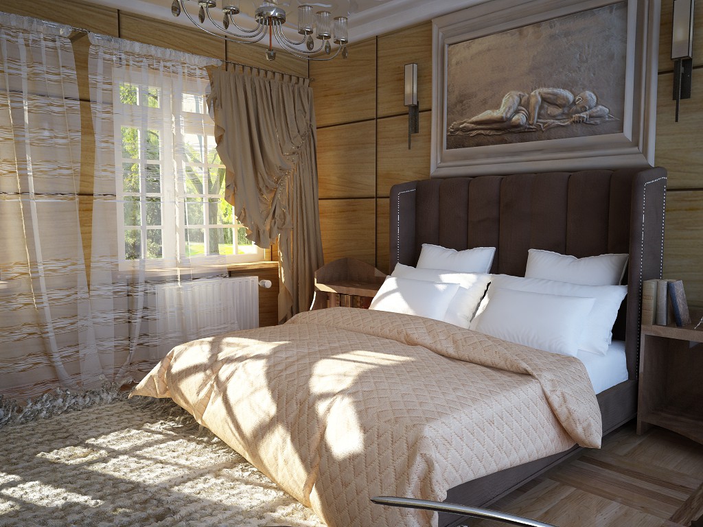 Une chambre à coucher confortable fois Jeeves and Wooster. dans Cinema 4d vray image