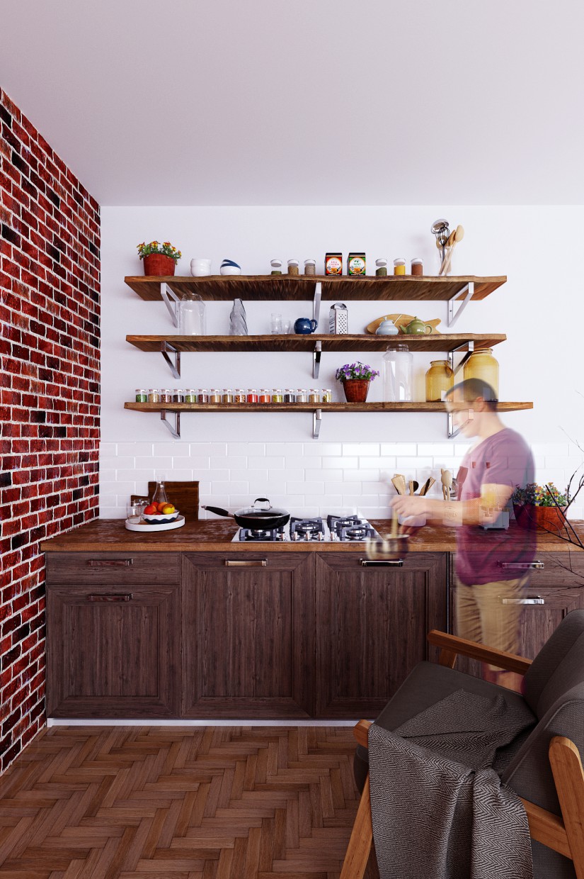 Cozinha em 3d max corona render imagem