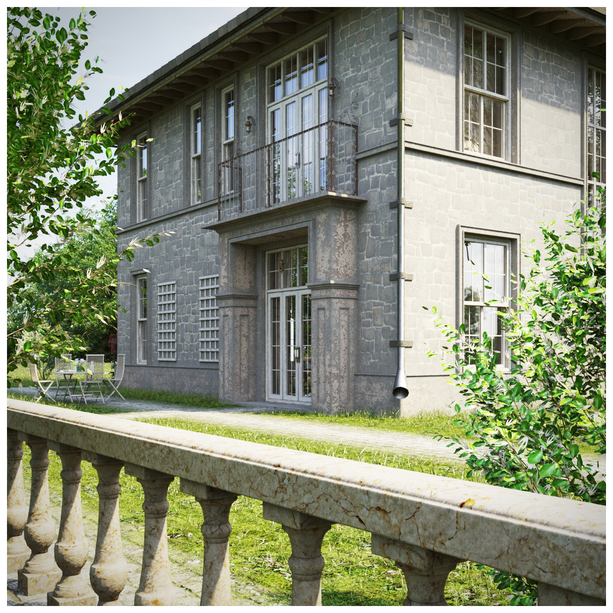 Provence style cottage in 3d max corona render image
