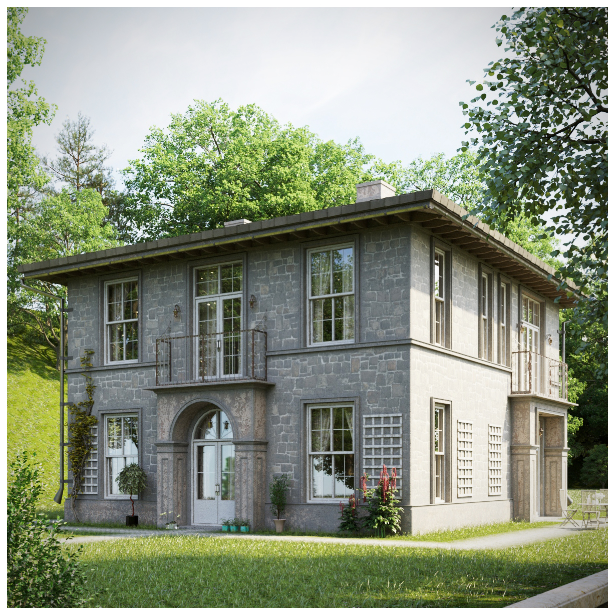 Ferienhaus im provenzalischen Stil in 3d max corona render Bild