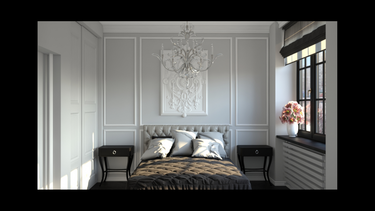 Camera da letto in 3d max corona render immagine