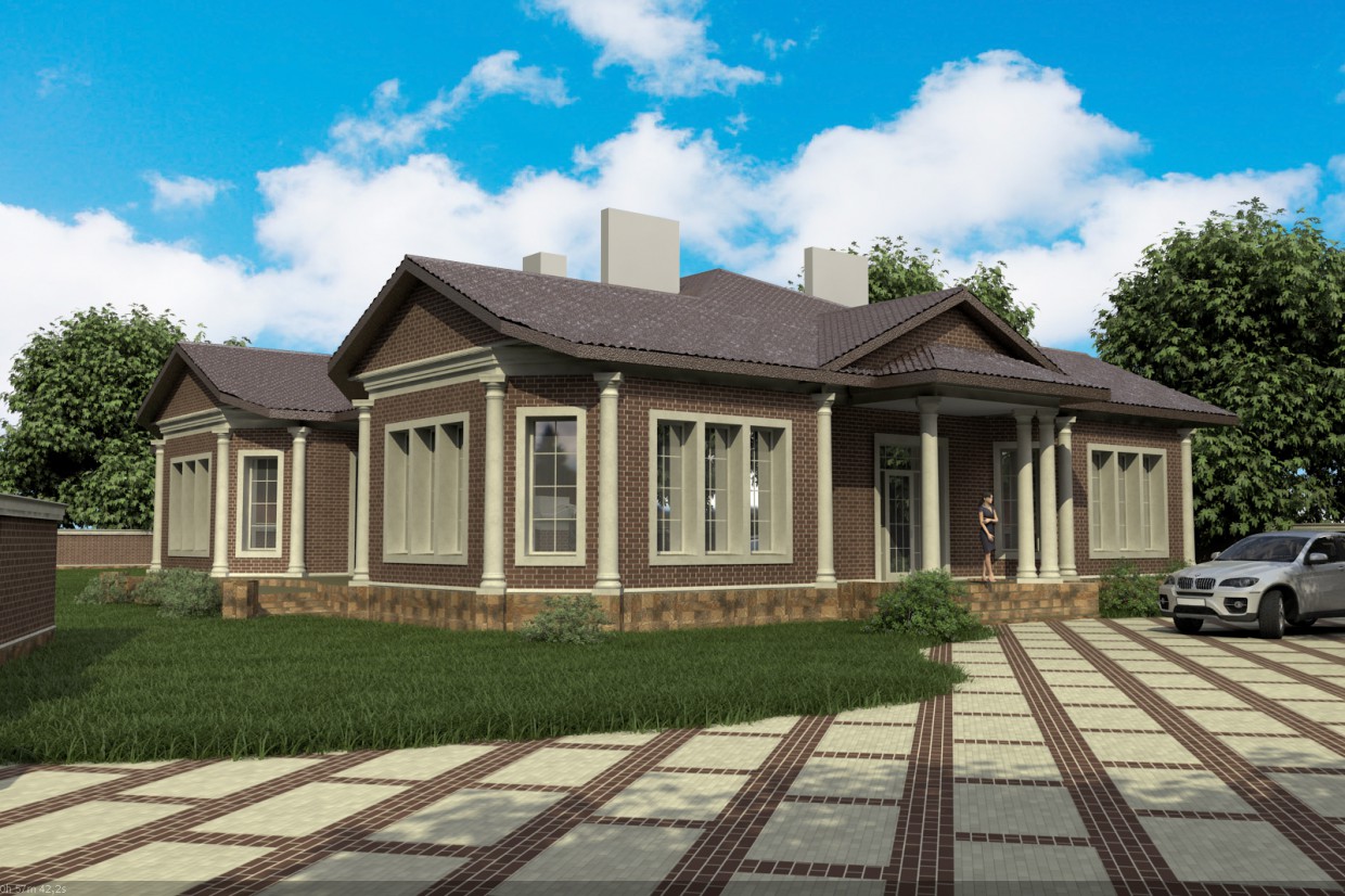 Фасад частного дома (Варианты) Фасад частного дома (Варианты) в 3d max vray изображение