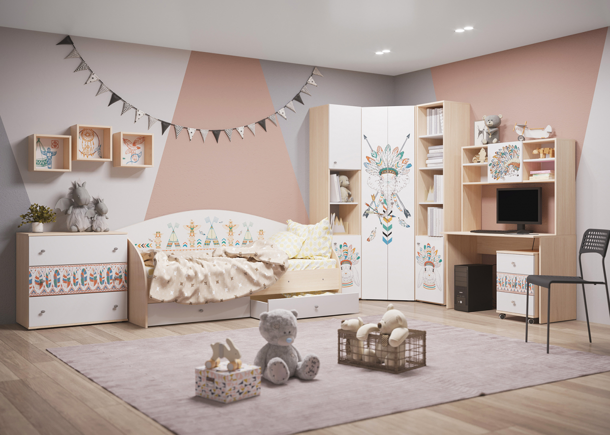Коллекция детской мебели "Индейцы" в 3d max corona render изображение