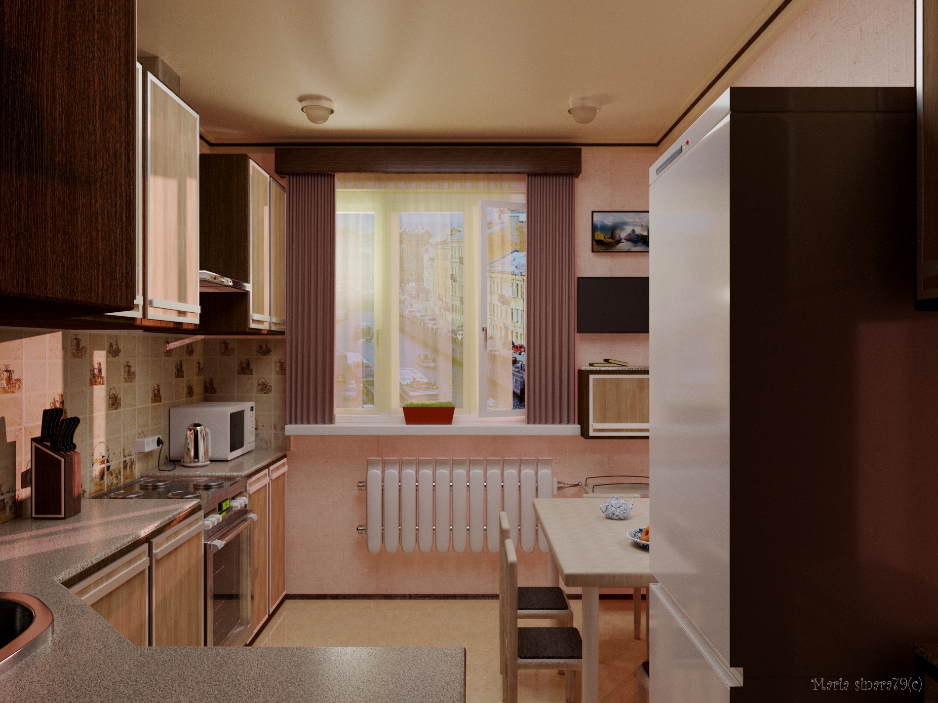Cozinha em 3d max corona render imagem