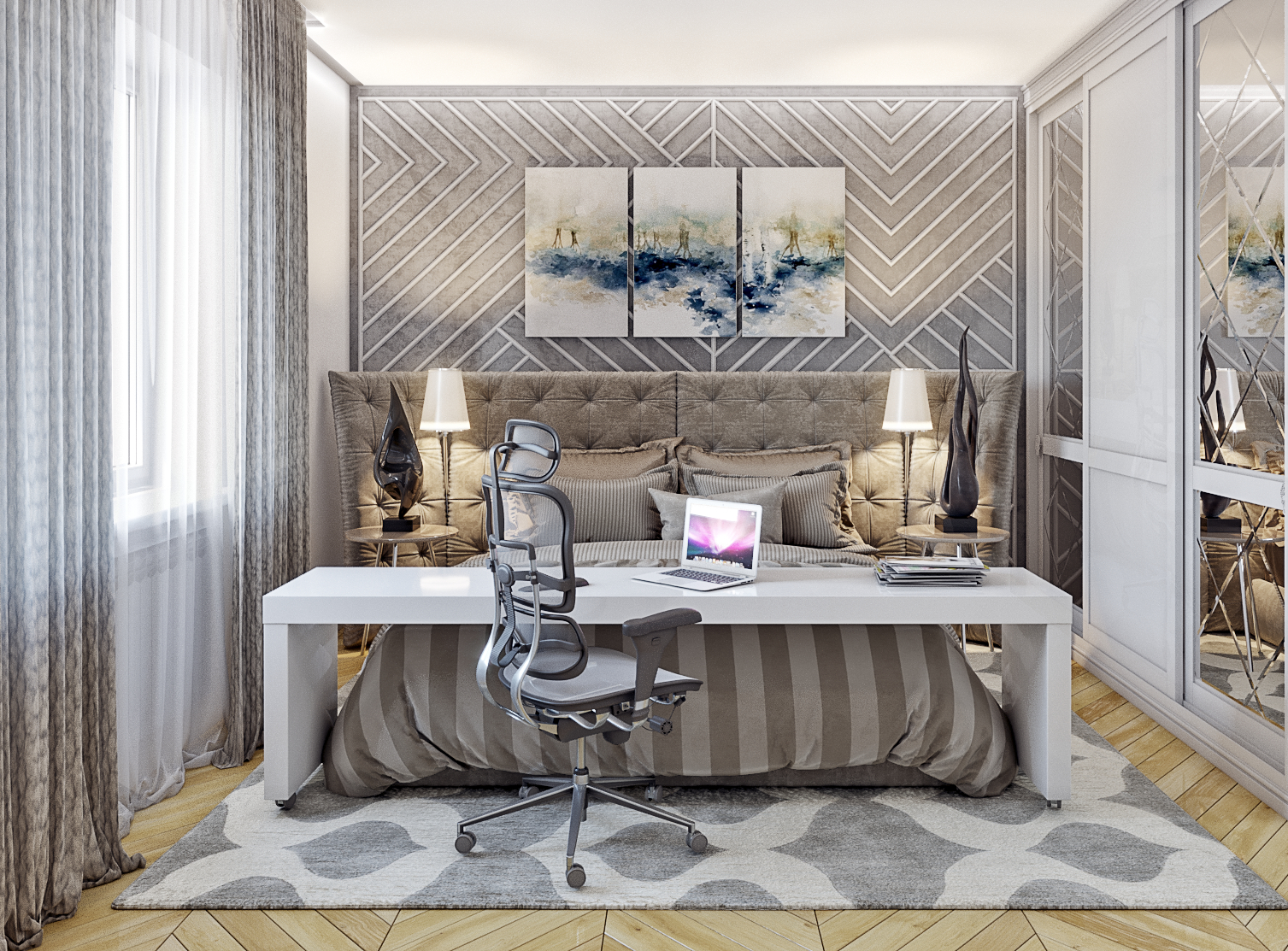 Schlafzimmer in 3d max corona render Bild