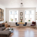 Светлая гостиная комната в 3d max corona render изображение