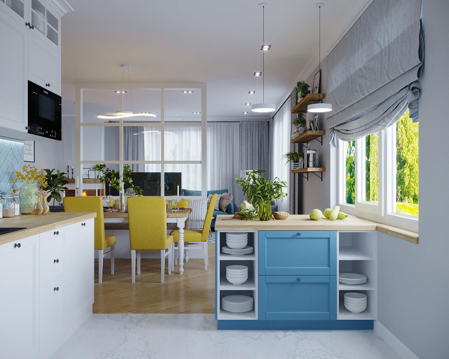 Couloir de la cuisine dans 3d max corona render image