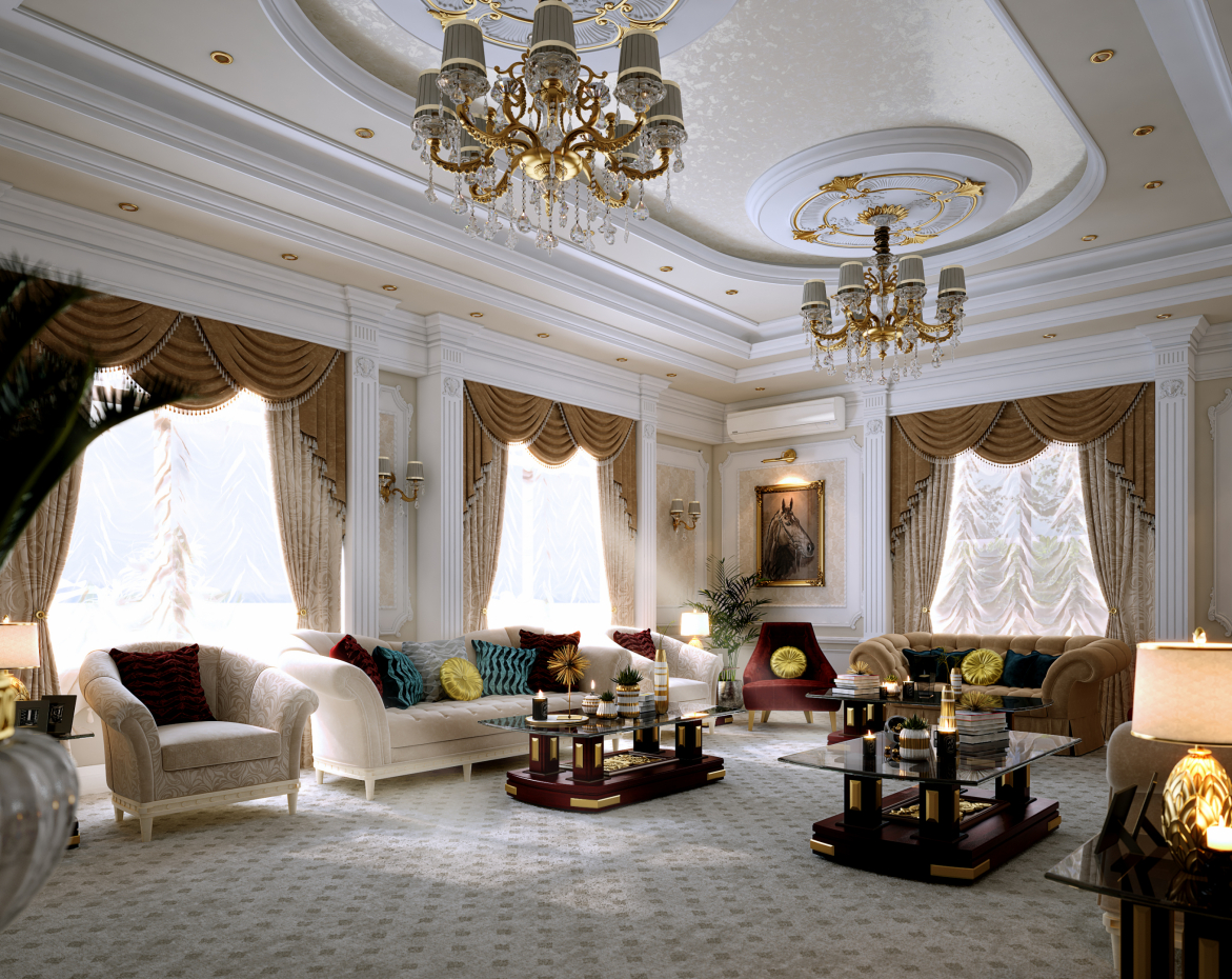 Classic Living area in 3d max vray 3.0 image