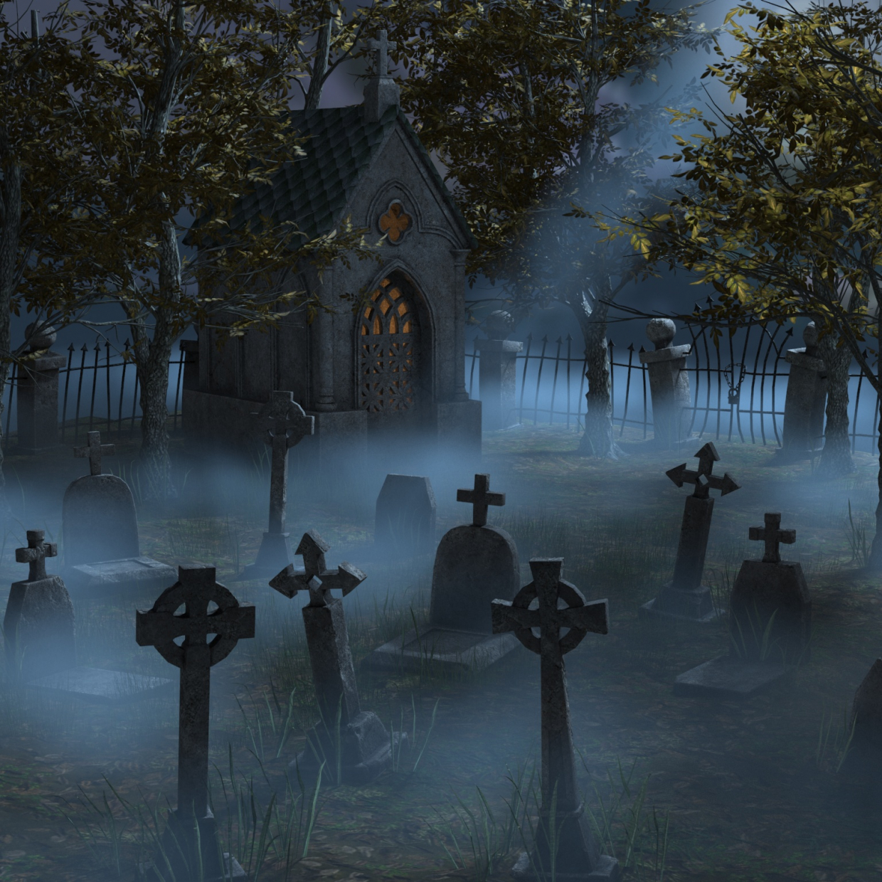 Cemitério dos desenhos animados em 3d max vray 3.0 imagem