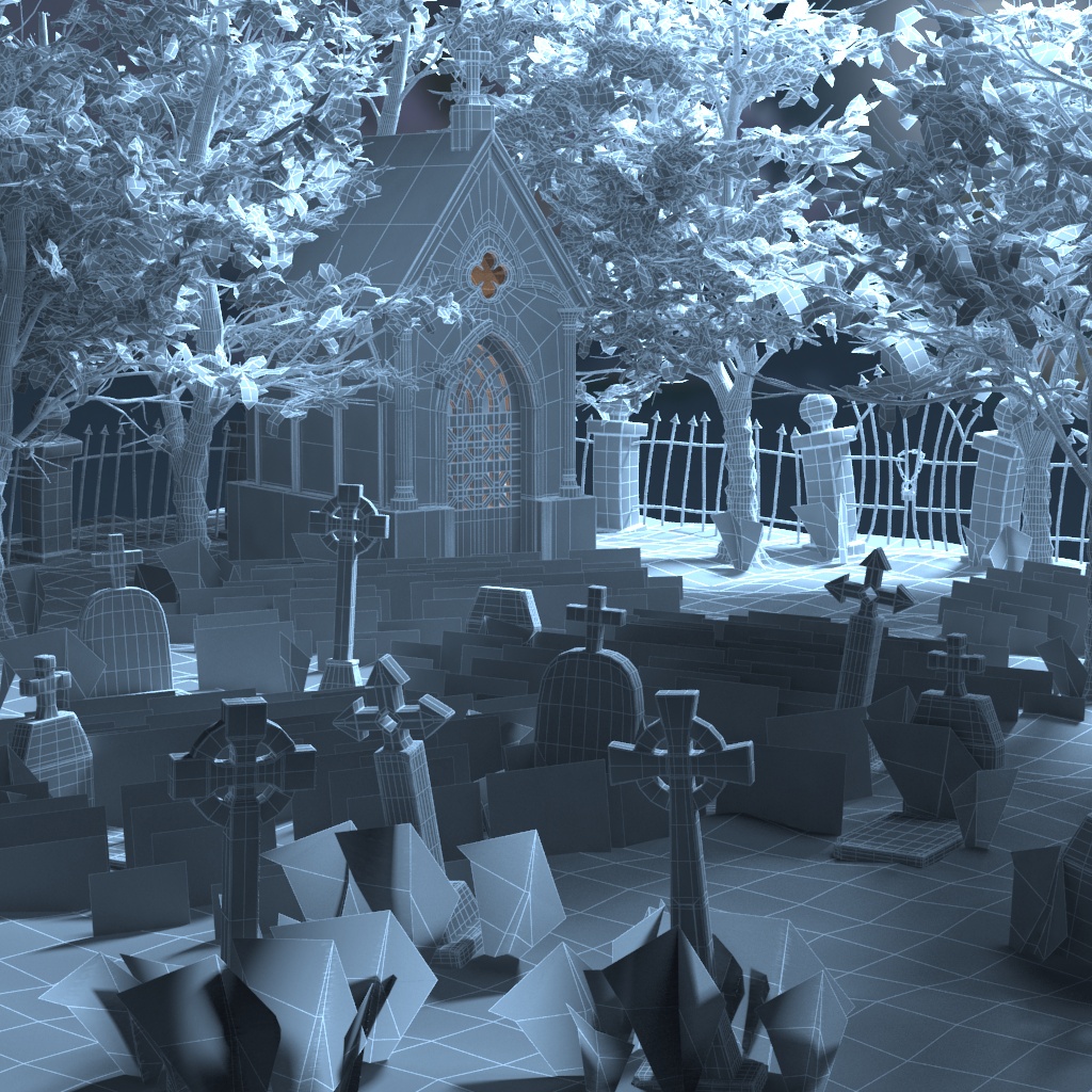 Cartoon Cemetery in 3d max vray 3.0 image
