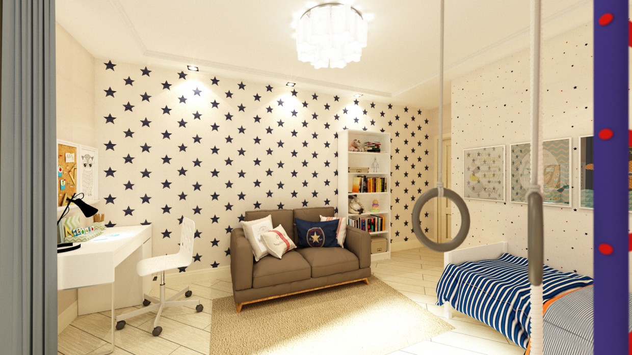 Starry children's room в 3d max vray 2.0 изображение