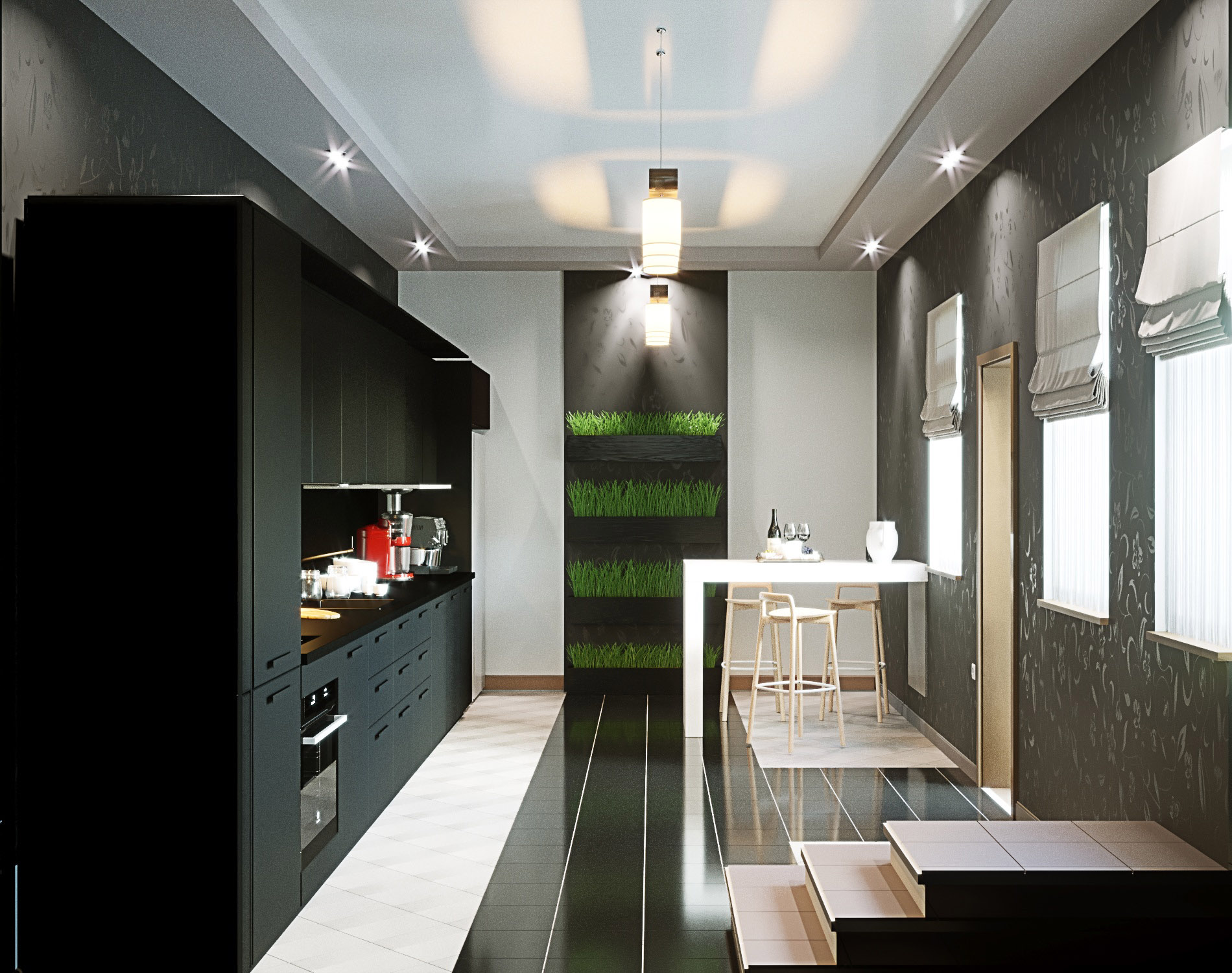 Kitchen in a private house in ArchiCAD corona render image