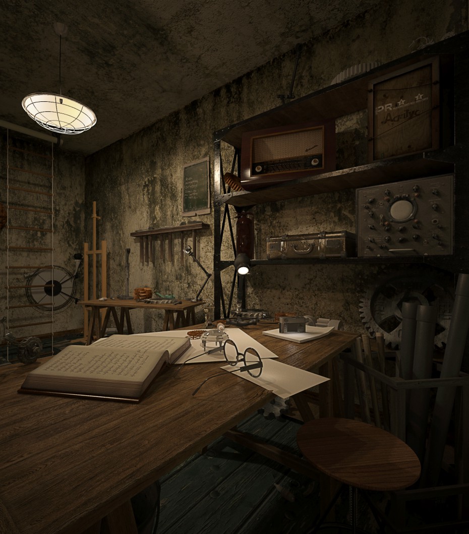 The quest "The lift" -mechanics workshop The quest "The lift" -mechanics workshop in 3d max vray image