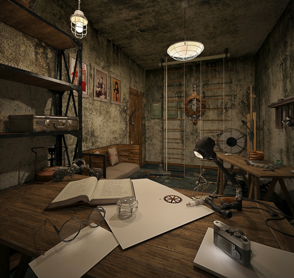 The quest "The lift" -mechanics workshop The quest "The lift" -mechanics workshop in 3d max vray image