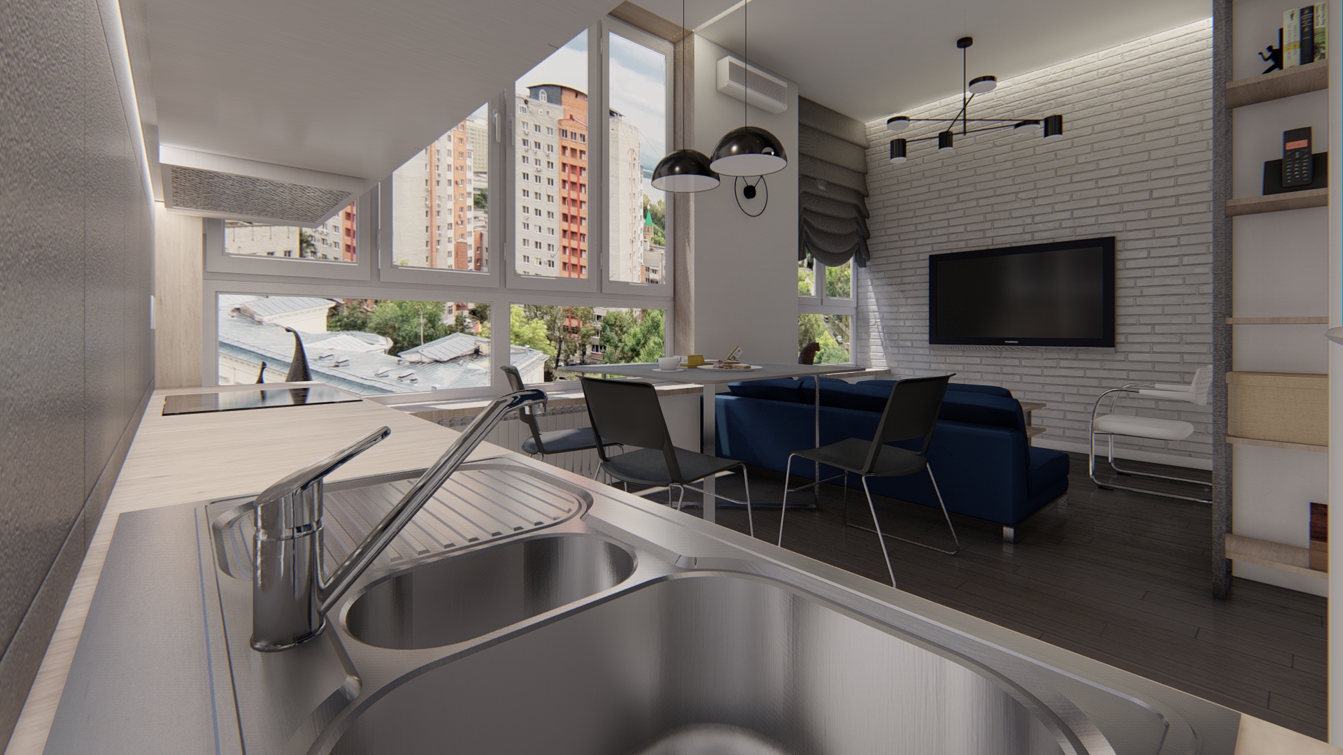 Apartamento em um arranha-céu em SketchUp vray 2.5 imagem