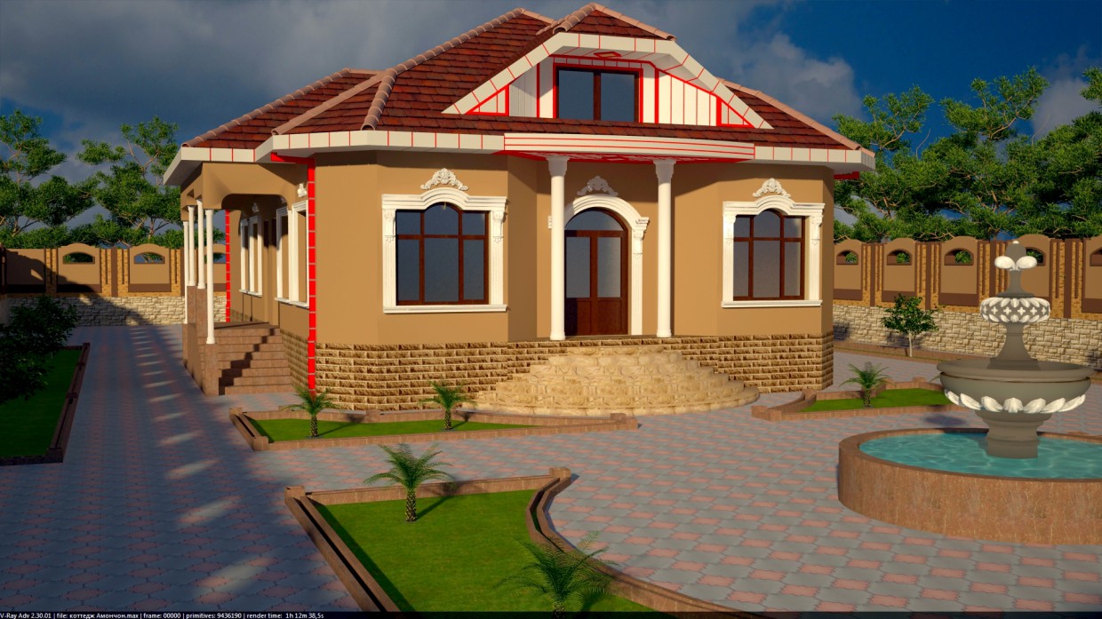 Single-storey cottage Single-storey cottage in 3d max vray 2.5 image