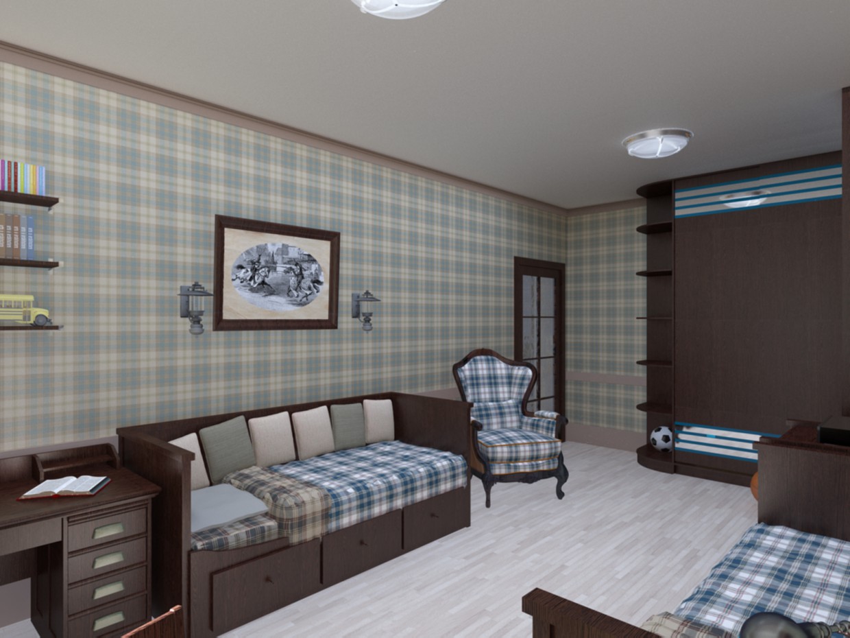A selection of furniture for the room for two boys in 3d max vray image