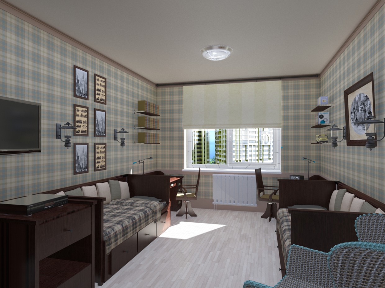 Una selección de muebles para la habitación para dos niños imagen de Una selección de muebles para la habitación para dos niños en 3d max vray