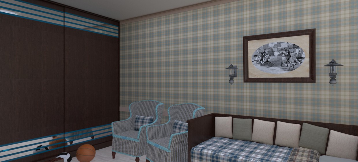 Una selección de muebles para la habitación para dos niños imagen de Una selección de muebles para la habitación para dos niños en 3d max vray
