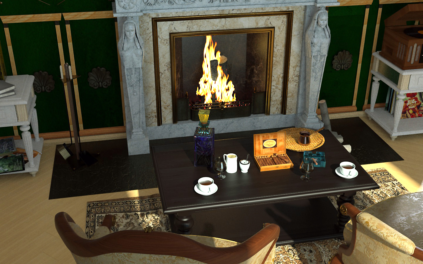 Evening coffee (with a good brandy, and a cigar) Evening coffee (with a good brandy, and a cigar) in Cinema 4d Other image