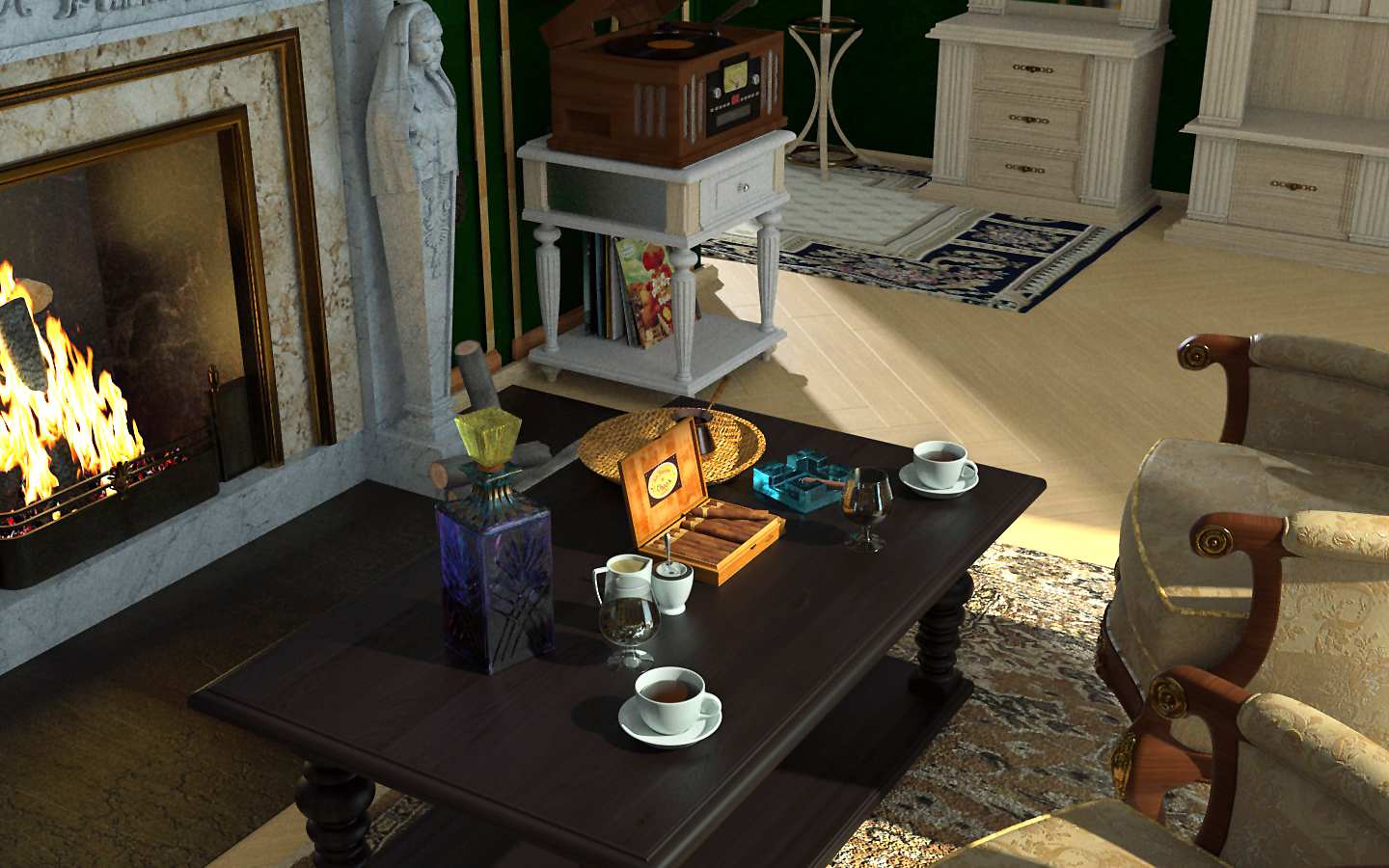 Evening coffee (with a good brandy, and a cigar) Evening coffee (with a good brandy, and a cigar) in Cinema 4d Other image