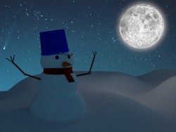 Schneemann im Mondschein