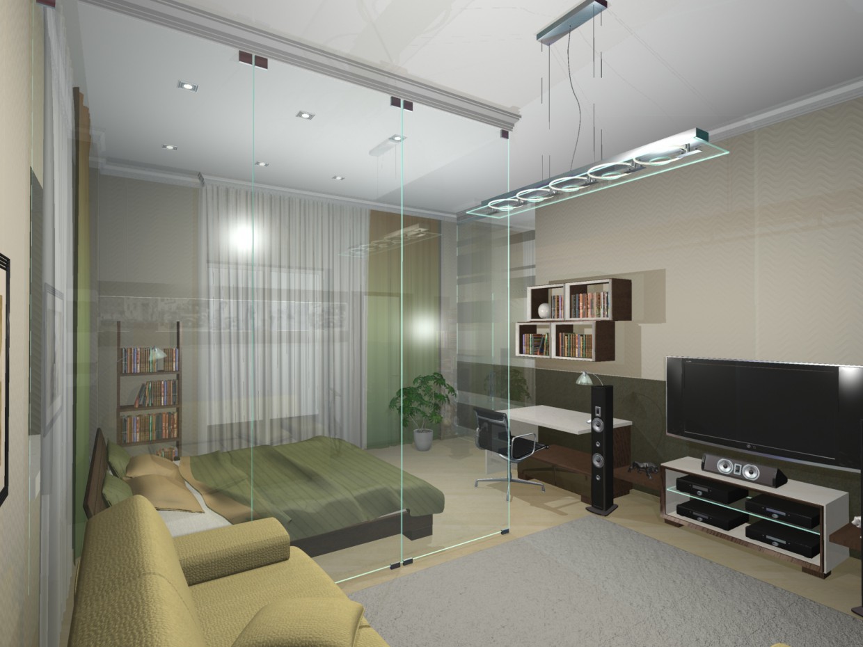 bachelor apartment in 3d max mental ray image