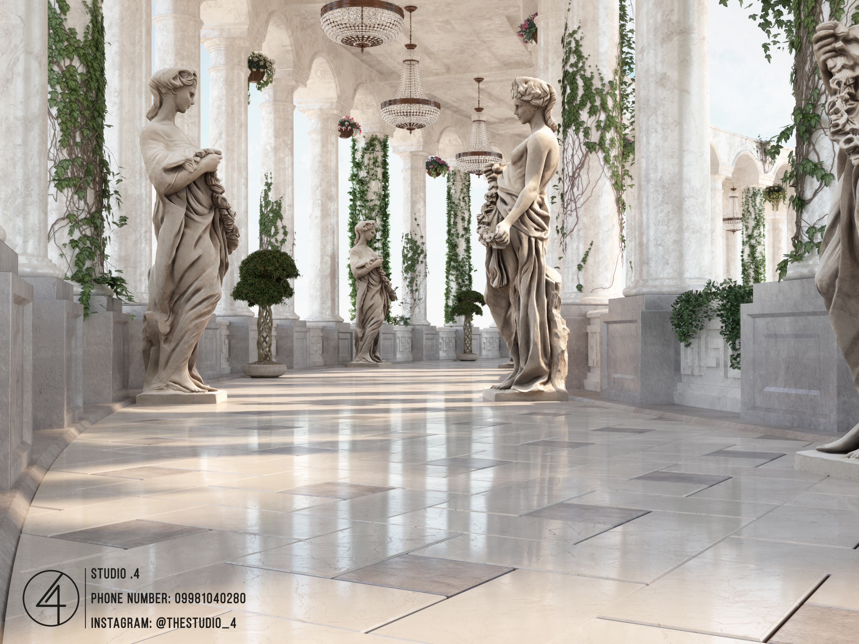 Melekler salonu in 3d max vray 3.0 resim