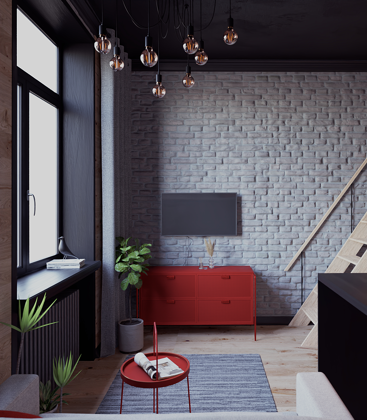 Loft Studio 18m in Blender cycles render Bild