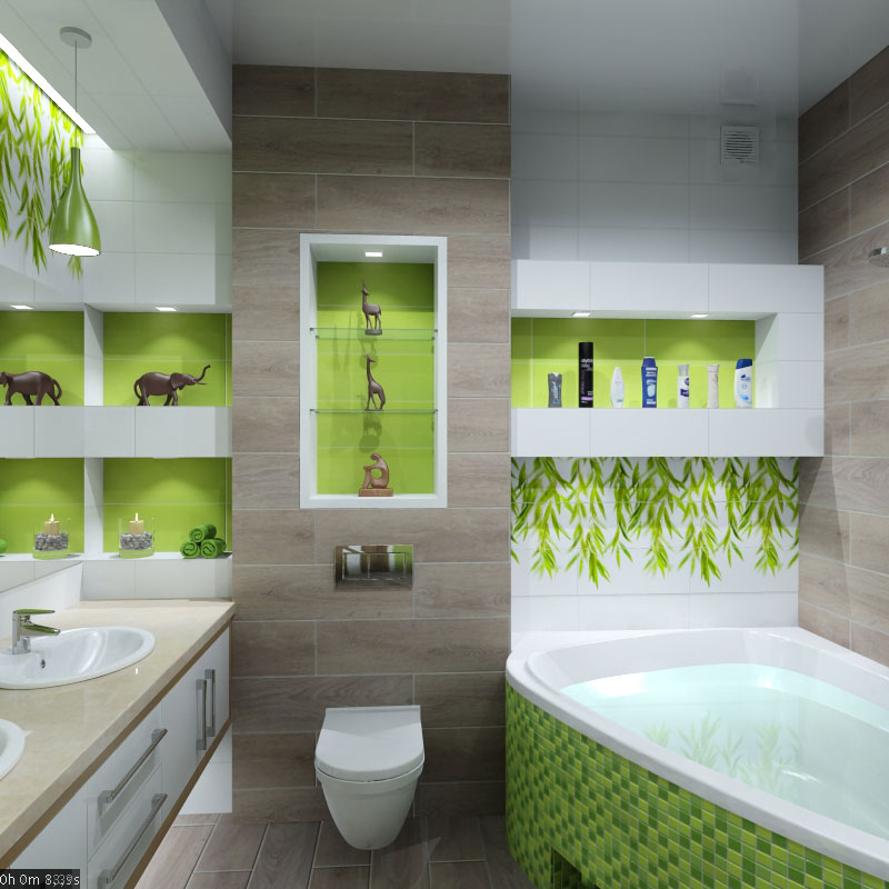 "इको" की शैली में बाथरूम का आंतरिक डिजाइन 3d max vray 1.5 में प्रस्तुत छवि
