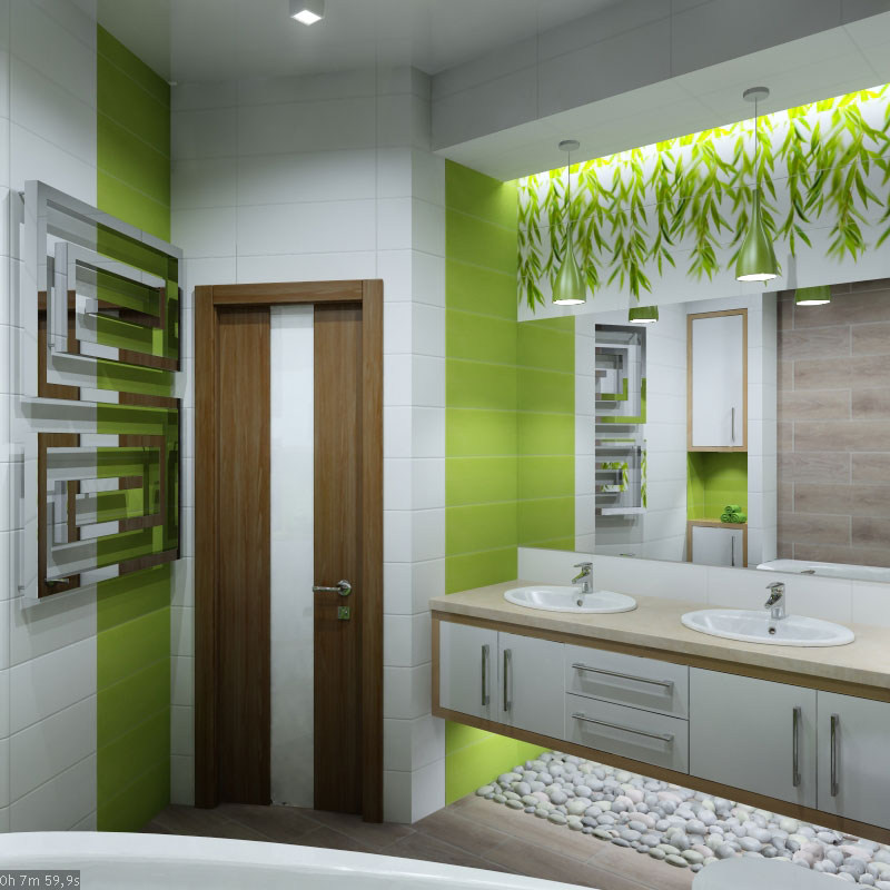 Interior design of the bathroom in the style of "Eco" in 3d max vray 1.5 image