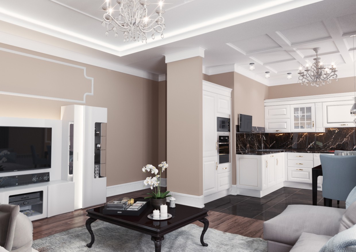 Cocina y living comedor imagen de Cocina y living comedor en 3d max vray