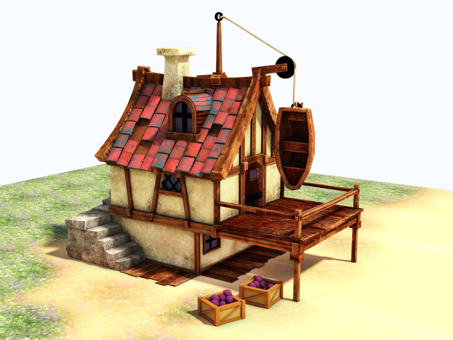 Fishman's House in Blender corona render image