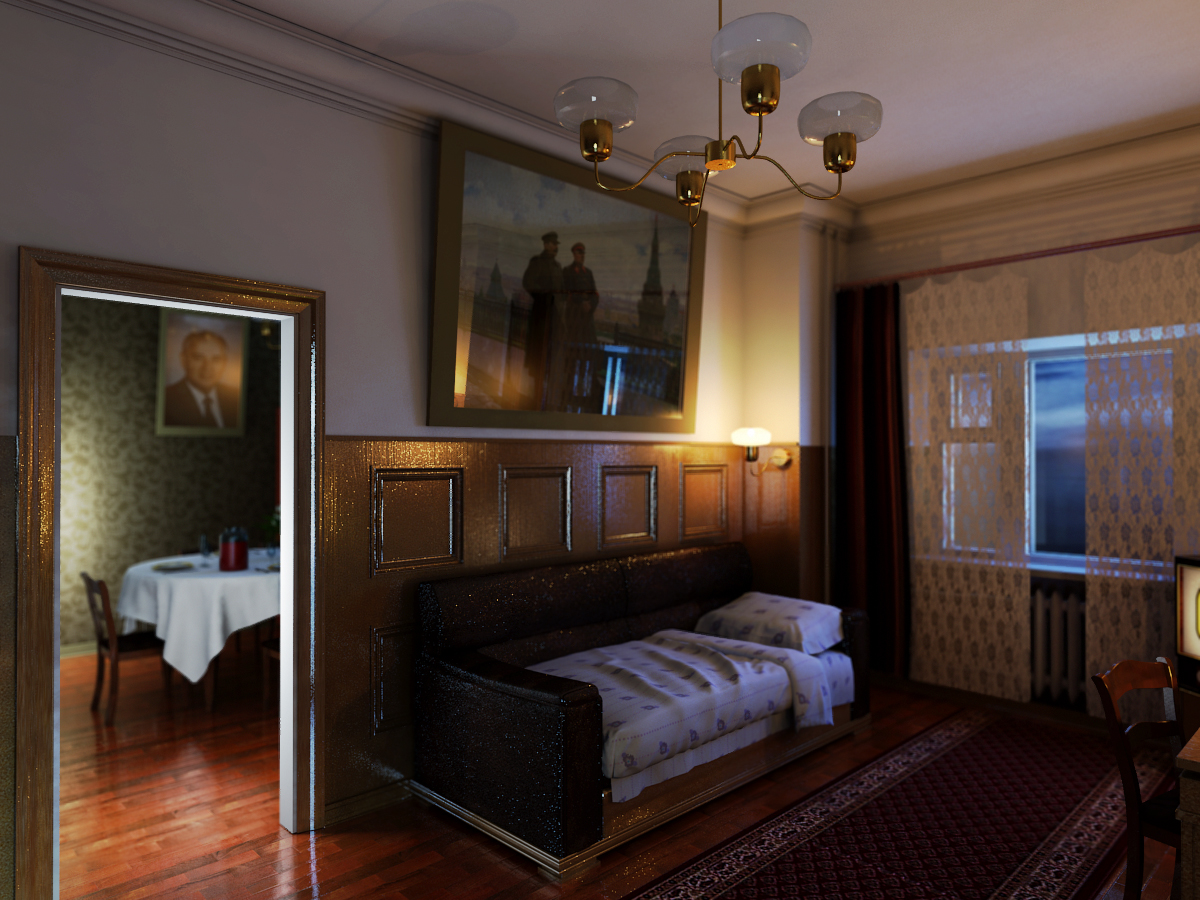 Soviet apartment. in 3d max mental ray image