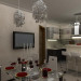 Cuisine et salle à manger pour une jeune famille dans 3d max vray image