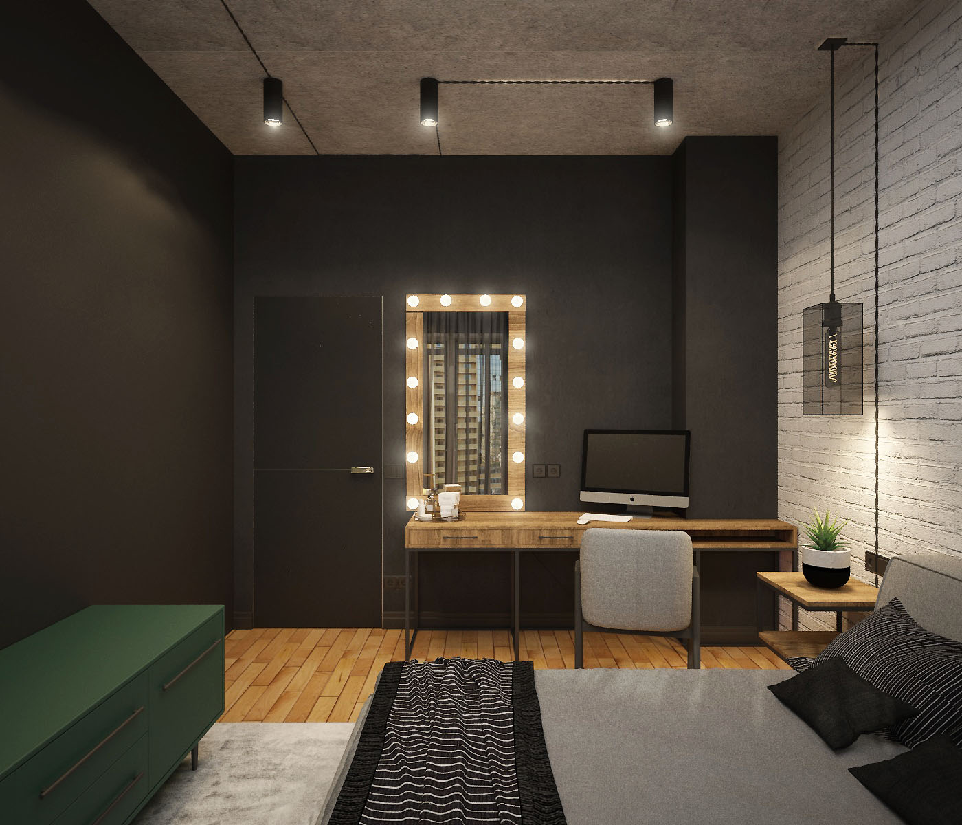 Loft apartment with elements of minimalism, Chelyabinsk in 3d max vray 3.0 image