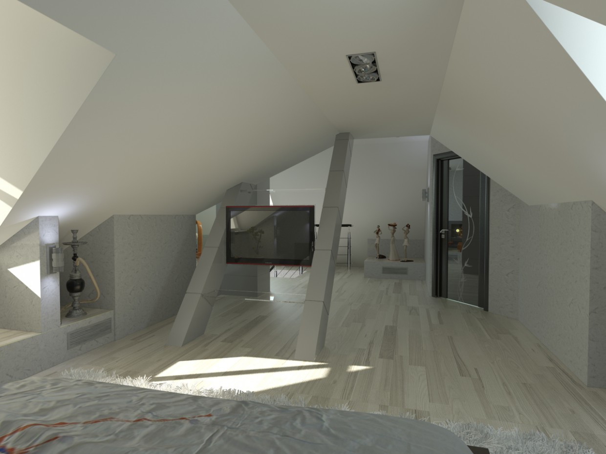 спальня на горищі спальня на горищі в 3d max vray зображення