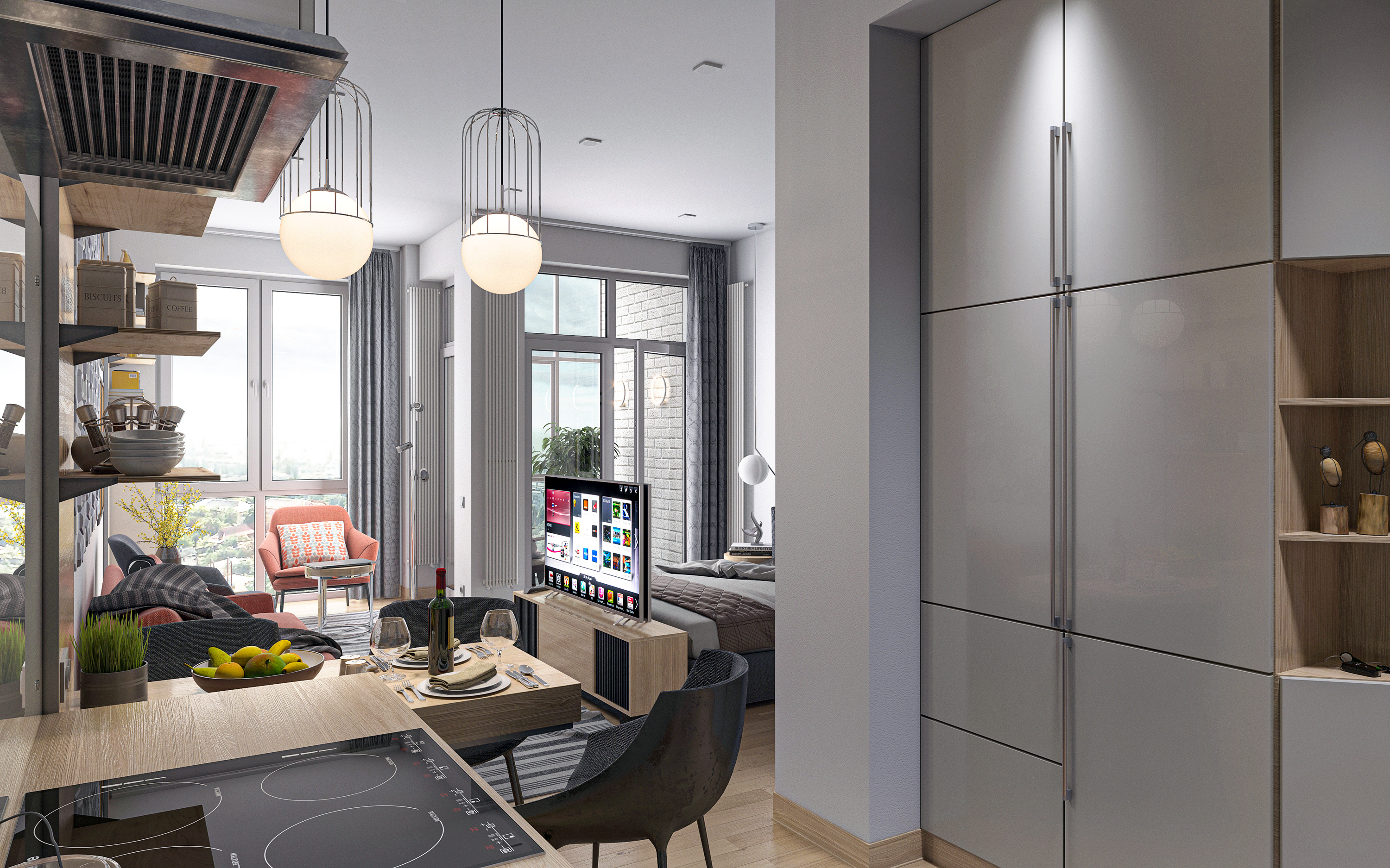 Smart apartment S36. in 3d max corona render image