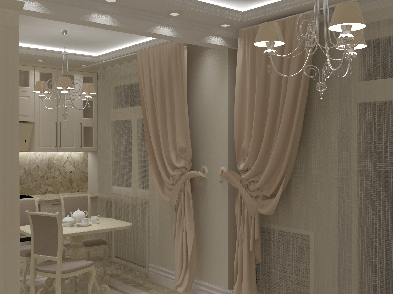 The kitchen in classical style in 3d max vray 3.0 image