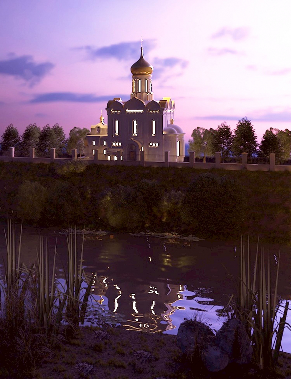 evening call, evening Bell evening call, evening Bell in 3d max vray 3.0 image
