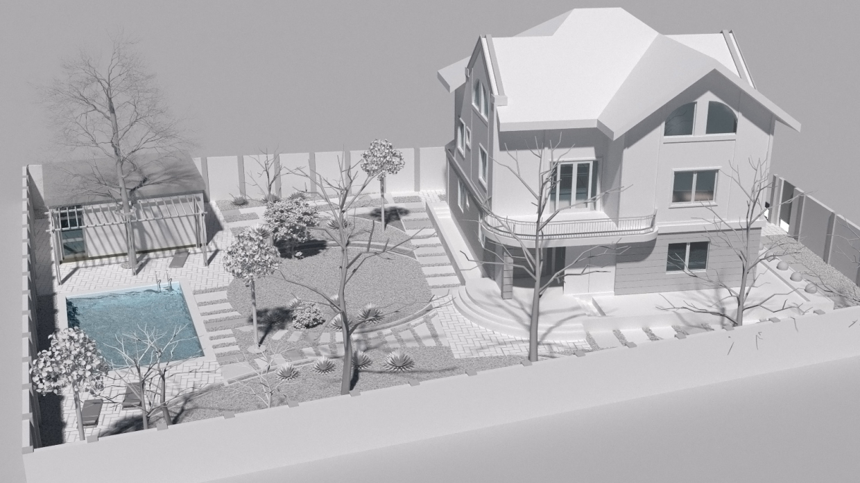 3D layout of the mansion in 3d max corona render image