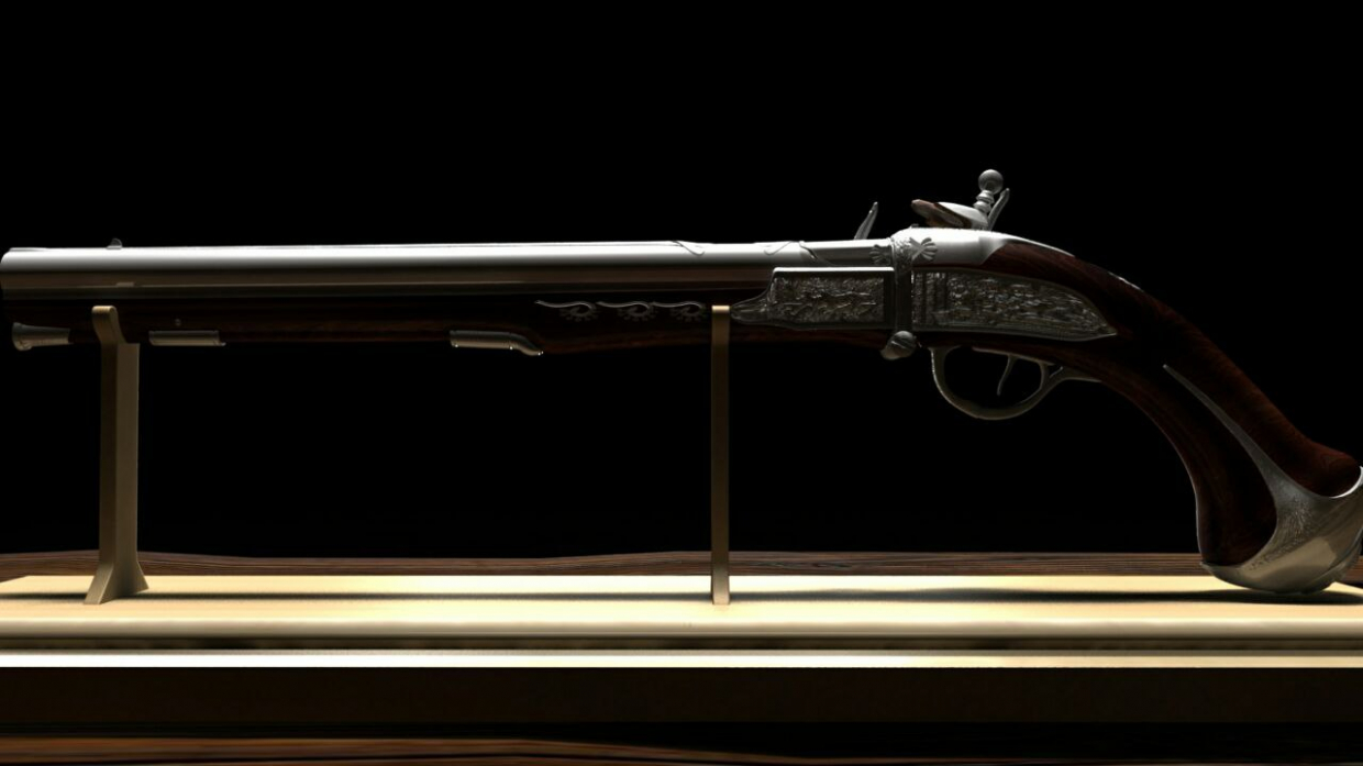 18th century breech gun in Maya mental ray image