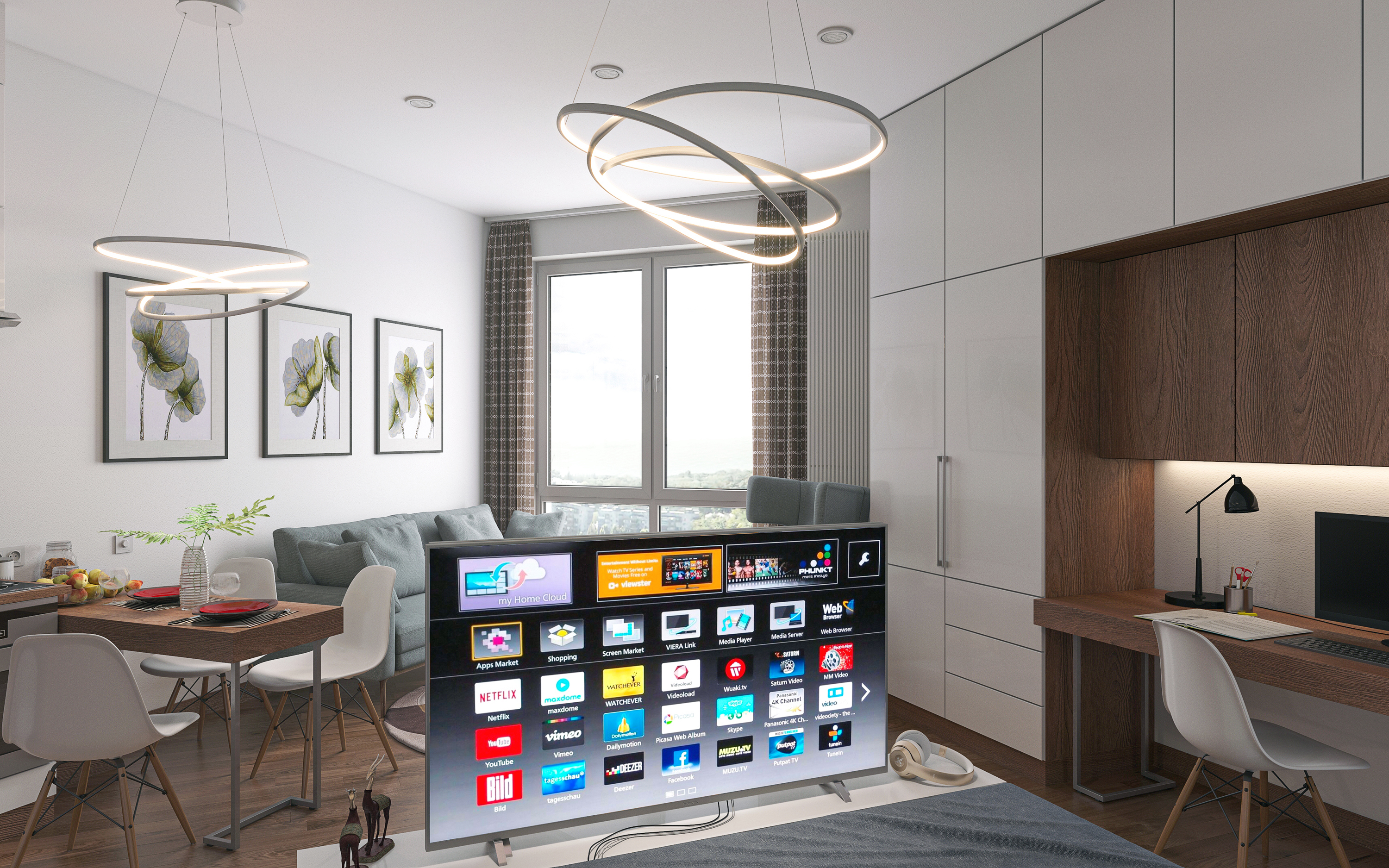 Intelligente Wohnung S38. in 3d max corona render Bild