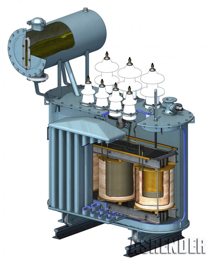 Model of the transformer breakdown in 3d max FinalRender image