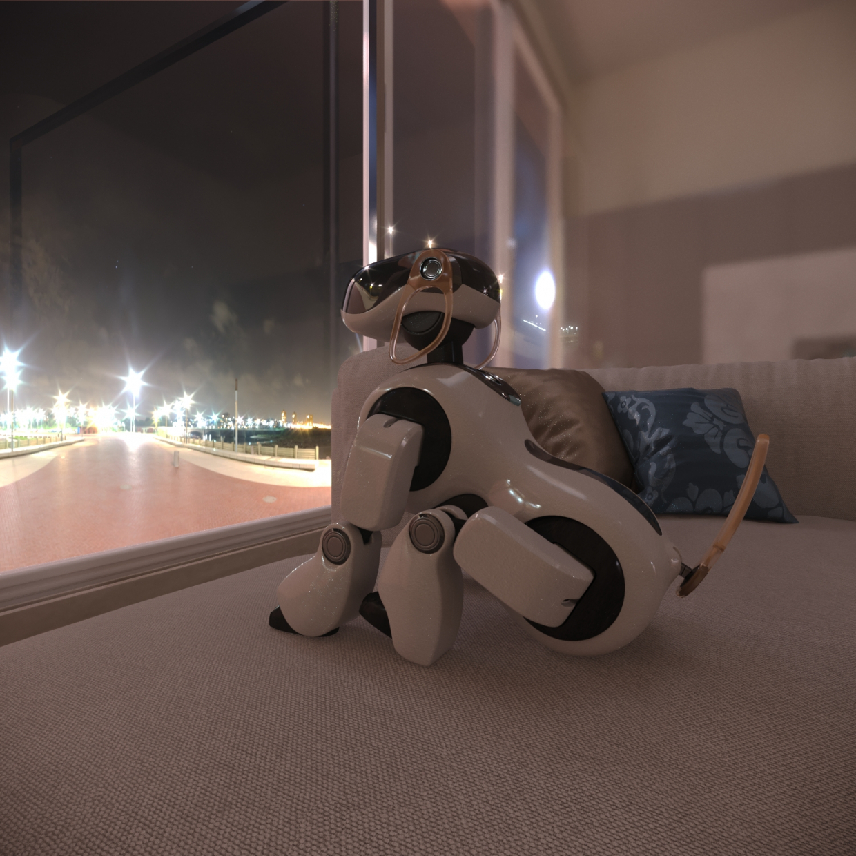 Aibo is not sleeping in 3d max corona render image